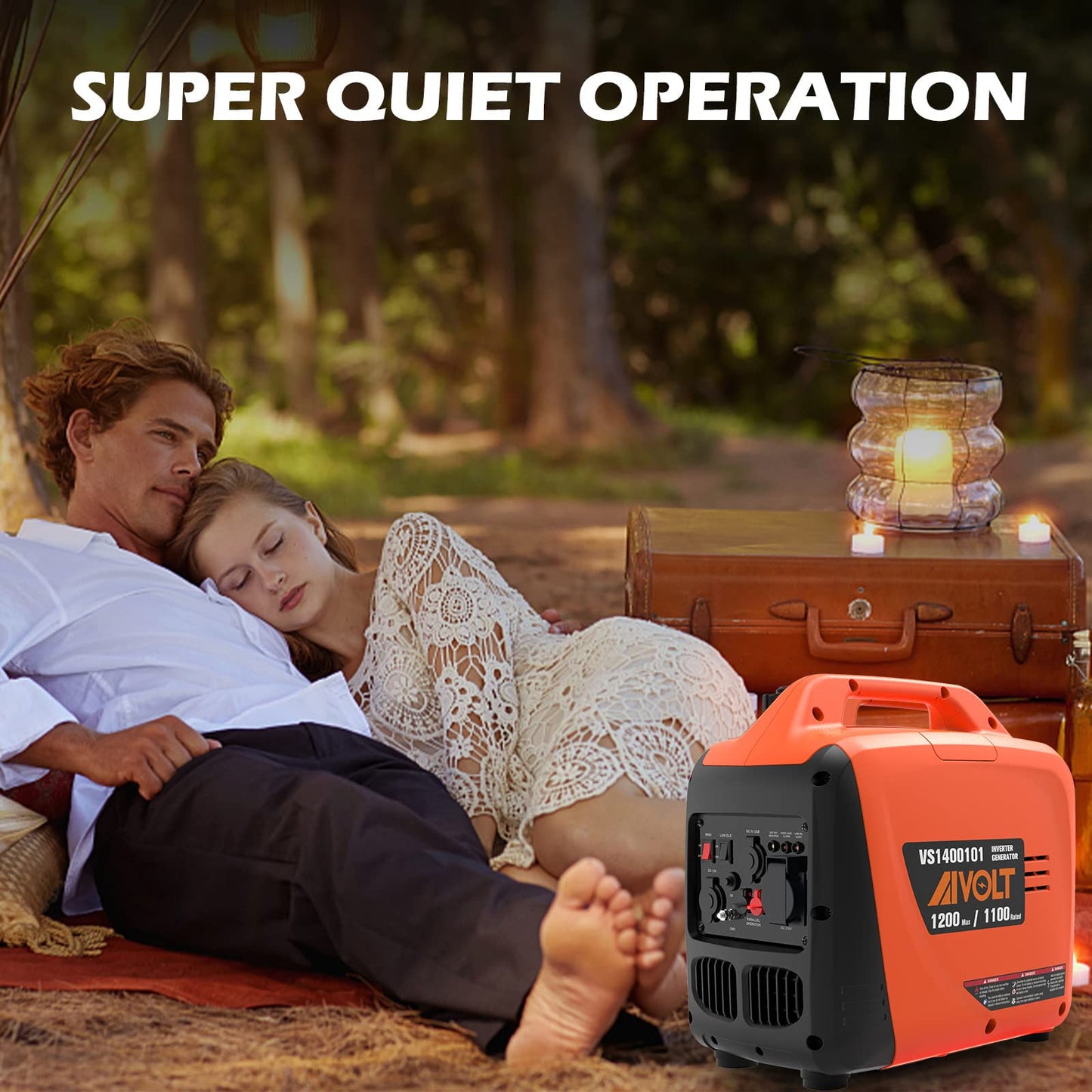 AIVOLT 1200W Petrol Inverter Generator 4 Stroke Portable Silent Suitcase Generator for Camping, Home Use - True Sine Wave, Super Lightweight, Ultra Quiet