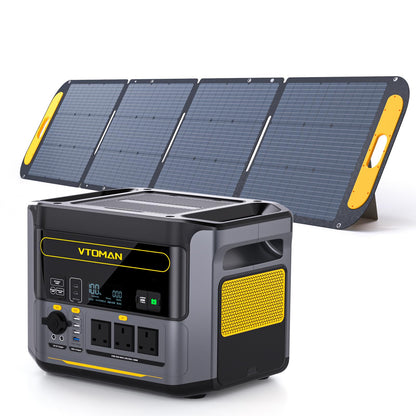 VTOMAN 1000W Solar Generator Kit with 200W Panel - 828Wh LiFePO4 Battery, Portable Power Station Expandable to 2376Wh, 0-80% in 1H Fast Charge, 100W USB-C for Camping, RV, Off-Grid, Emergency Backup