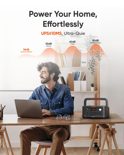 Jackery Explorer 500 v2 Portable Power Station, 230V/500W Pure Sine Wave Solar Generator, 1000W AC Output Power Station, 512Wh LiFePO4 Lithium Camping Battery Backup for Picnics, Fishing, Travel