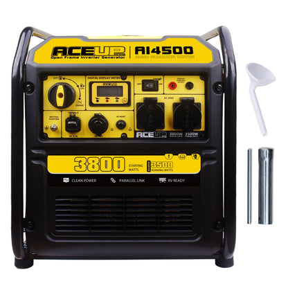 Aceup Energy 3800 Watt Inverter Generator, Petrol Powered Generator Pure Sine Wave 223cc, EURO-V, CE