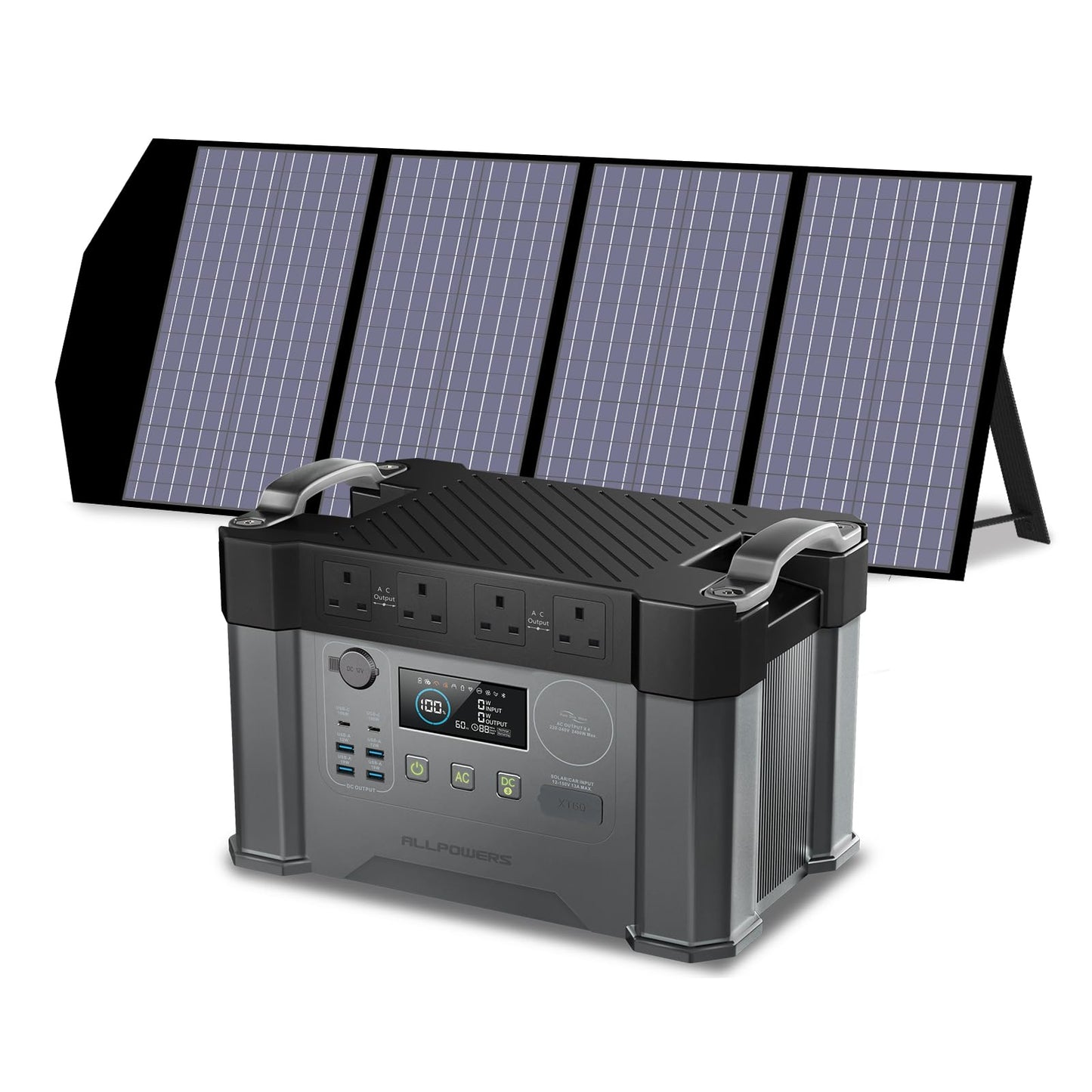ALLPOWERS S2000 PRO Portable Power Station with 1x 140W Foldable Solar Panel, 1451Wh 2400W AC (Peak 4000W) Solar Generator, UPS Function Backup Battery Pack for Home Emergency Power Outdoor RV Camping