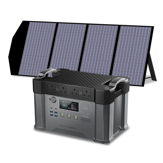 ALLPOWERS S2000 PRO Portable Power Station with 1x 140W Foldable Solar Panel, 1451Wh 2400W AC (Peak 4000W) Solar Generator, UPS Function Backup Battery Pack for Home Emergency Power Outdoor RV Camping
