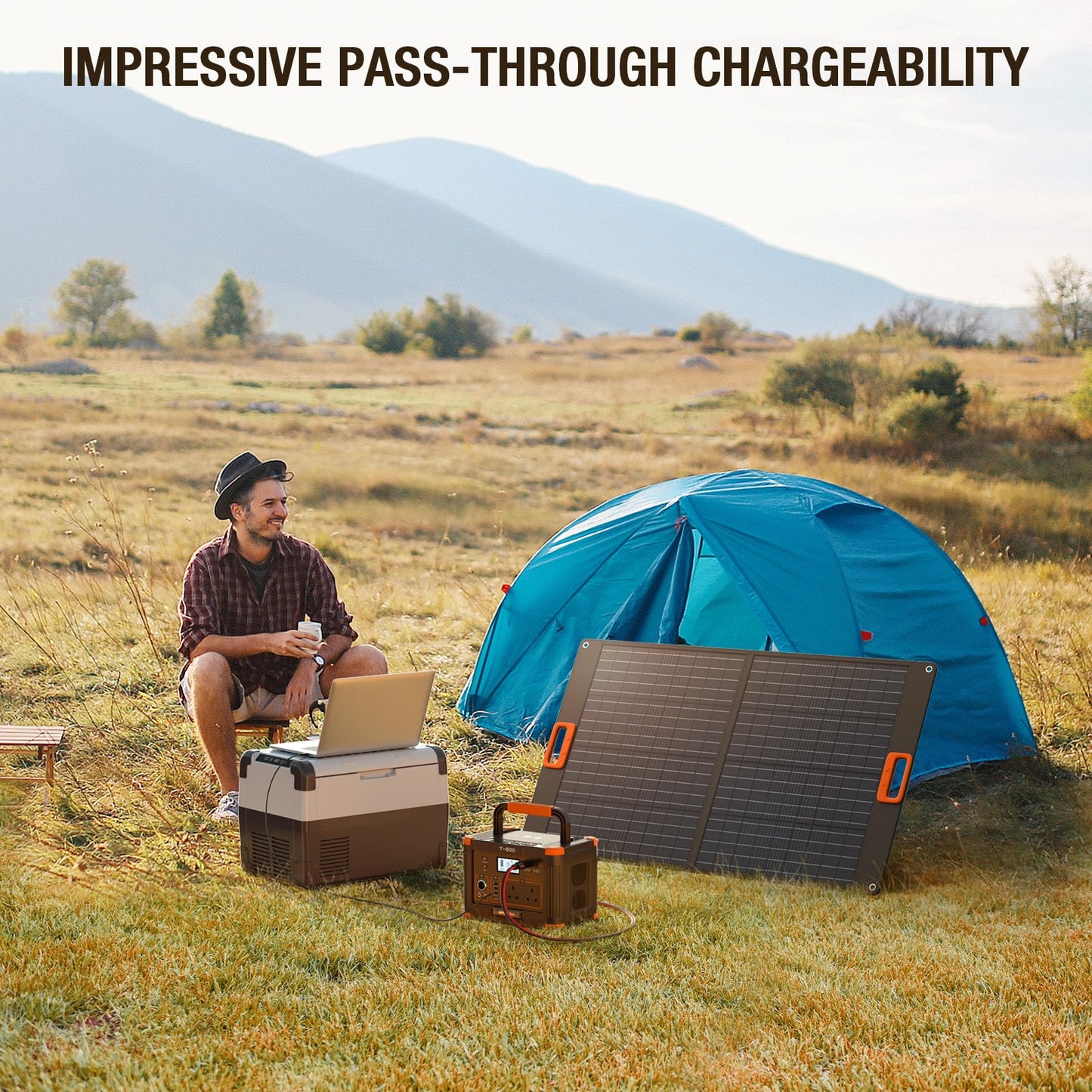 GRECELL Portable Power Station 500W(Peak 1000W), 519Wh Outdoor Solar Generator Backup Battery Pack with 2 230V AC Outlets, 500W 10-Port Powerhouse for RV/Van Camping Road Trip Home Emergency, T-500