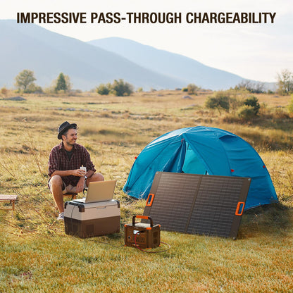 GRECELL Portable Power Station 500W(Peak 1000W), 519Wh Outdoor Solar Generator Backup Battery Pack with 2 230V AC Outlets, 500W 10-Port Powerhouse for RV/Van Camping Road Trip Home Emergency, T-500