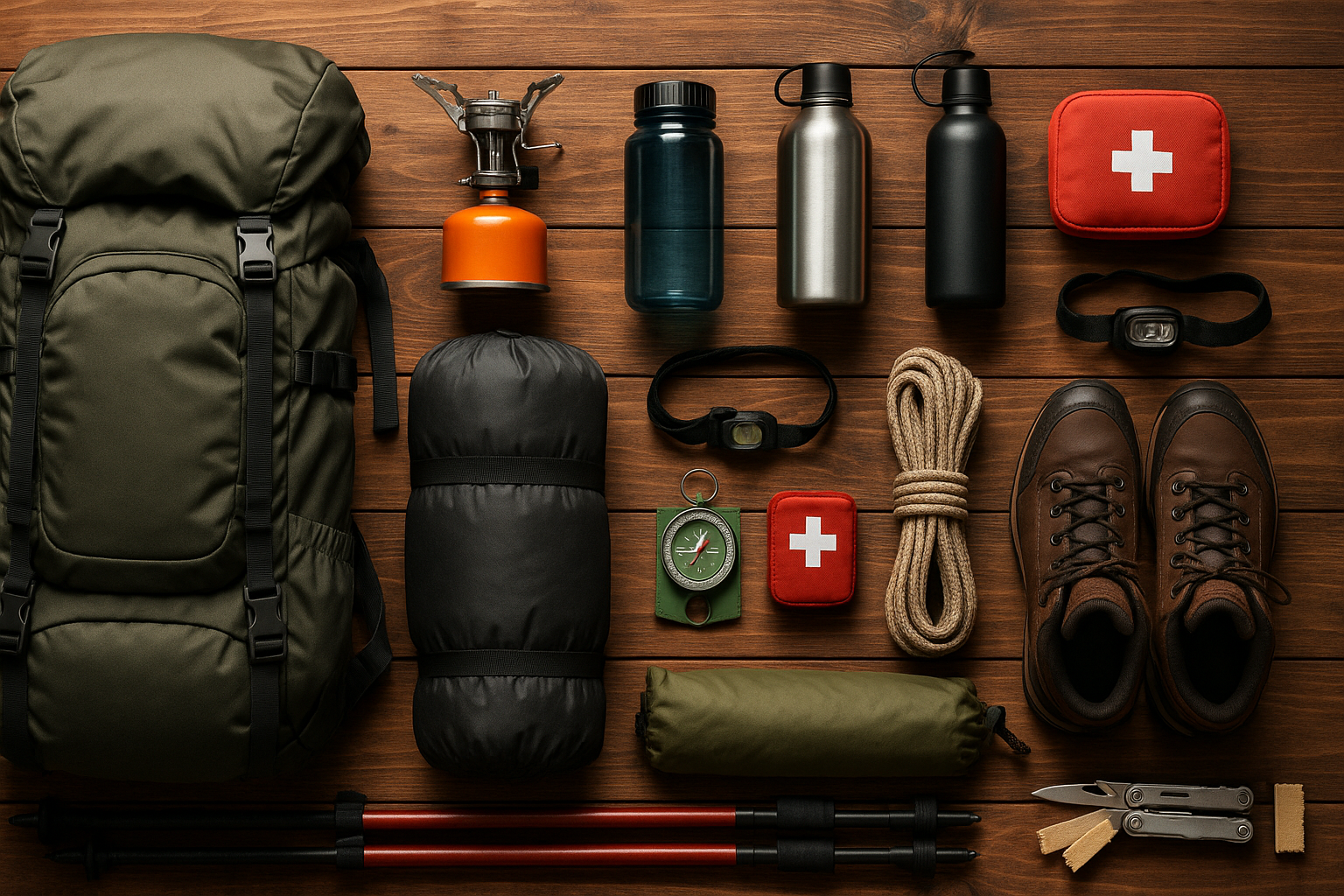 horizontale image Camping & Hiking Backpacking Essentials